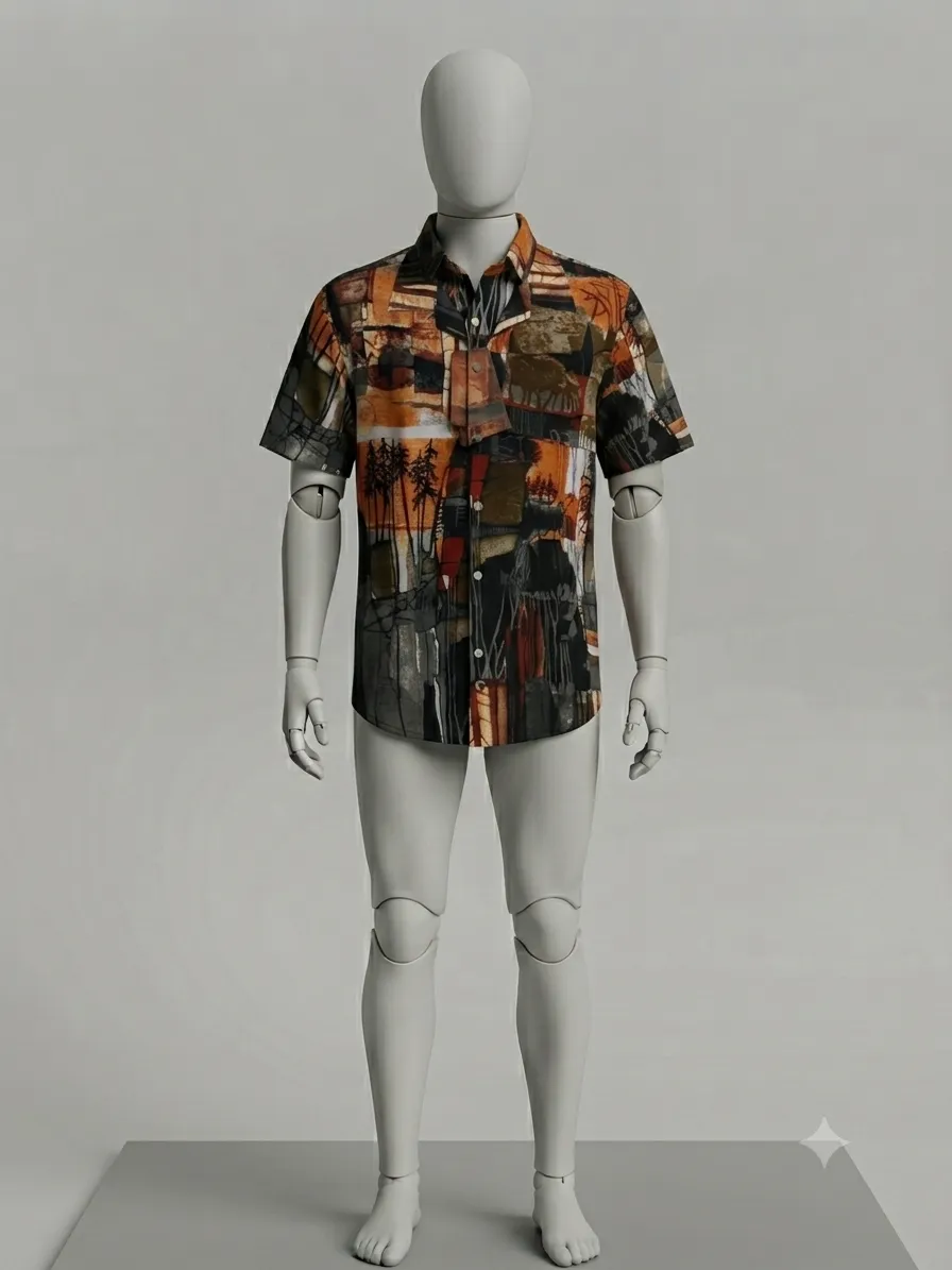 Abstract Autumn Forest & Pine Trees Vintage Shirt