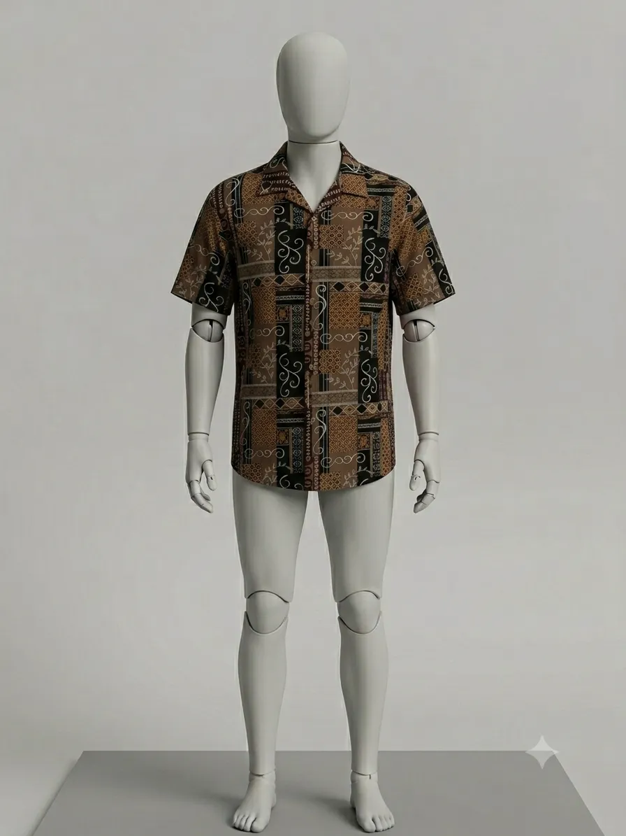 Geometric Texture Block Vintage Shirt